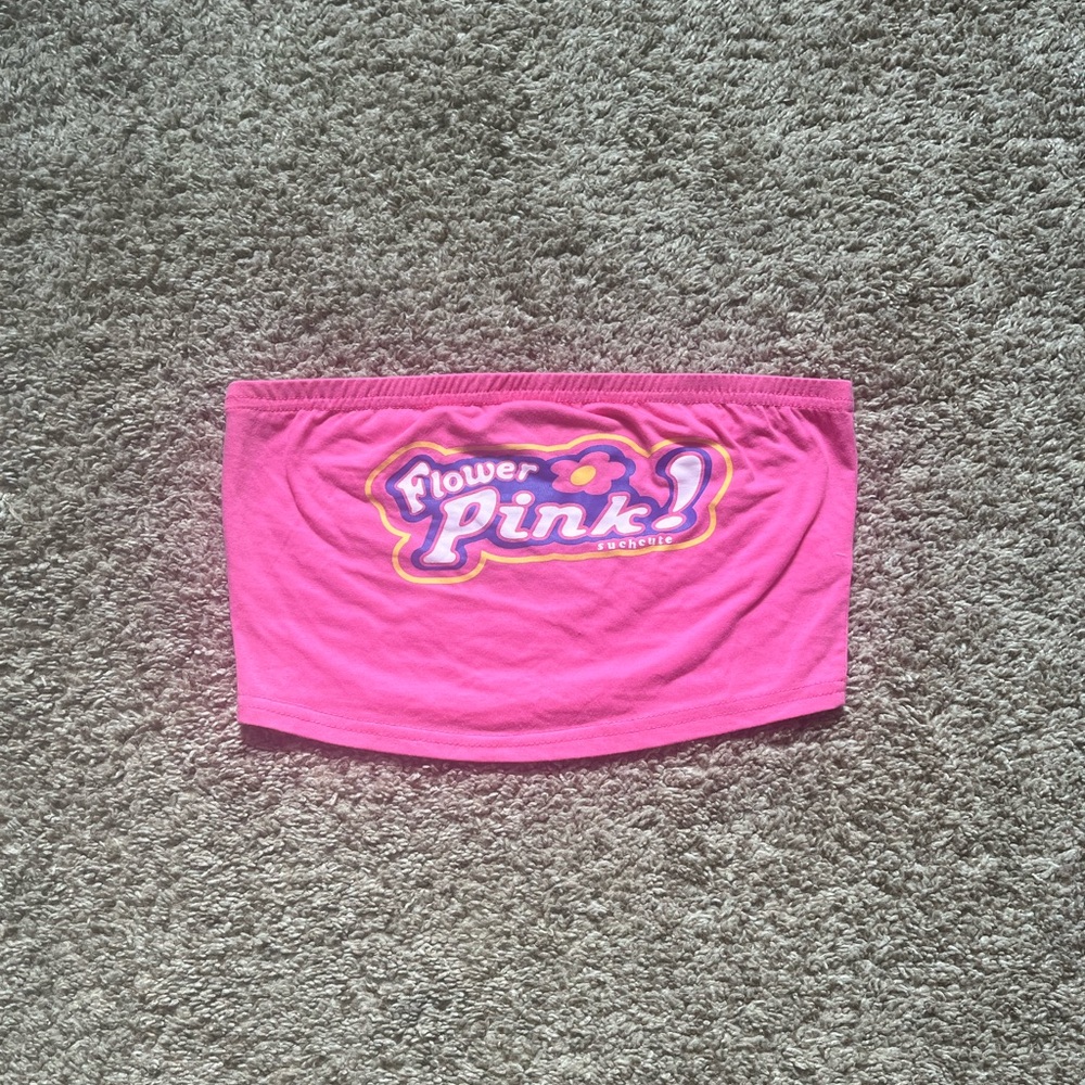 Hot Pink ROMWE Cropped Tube Top